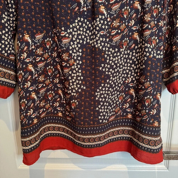 Flying Tomato Multicolor Boho Blouse Sz Medium Botanical Crochet Tunic Pattern - Picture 5 of 13